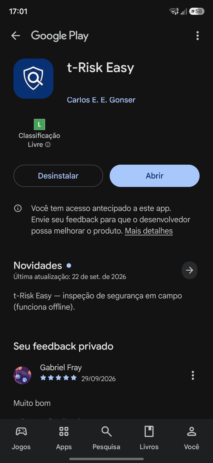 t-Risk Easy chegando à Google Play